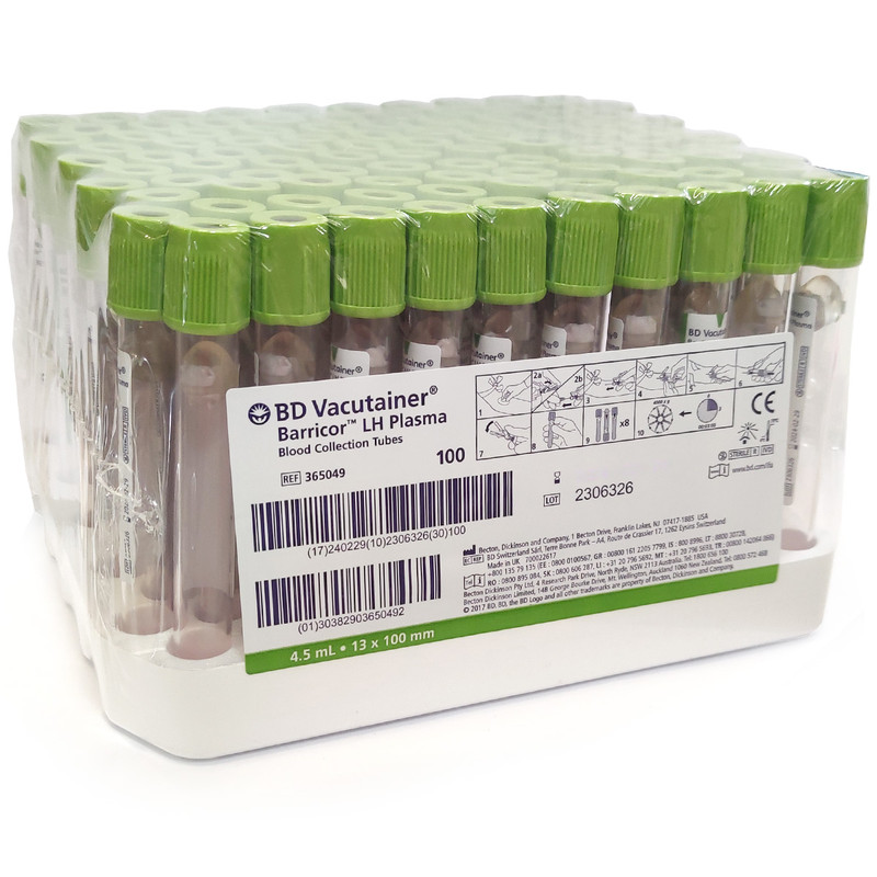 Пробірка BD Vacutainer® Barricor™ LH 5,5 мл, 13х100 мм, 100 шт (365057)